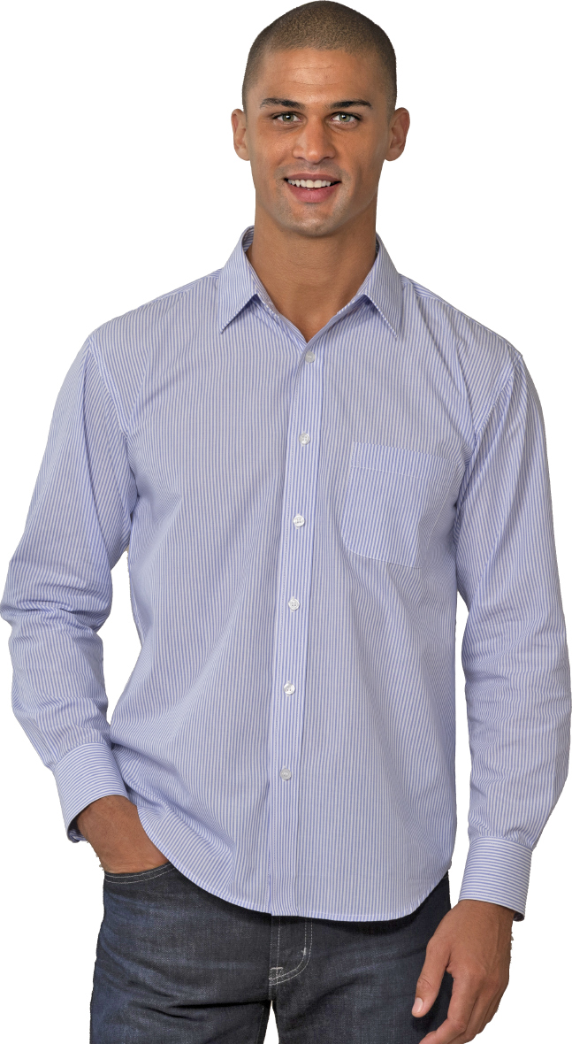 E141428 Blue Generation Mens Untucked Striped Shirt