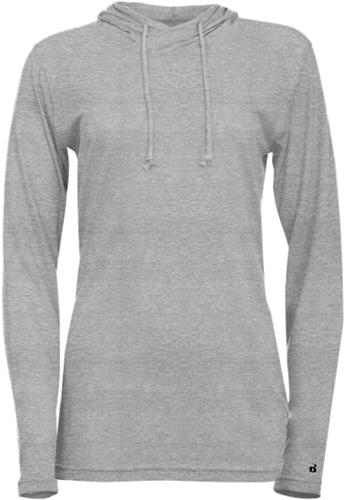 Badger Tri-Blend Surplice Women's Hoodie Tee. Decorated in seven days or less.
