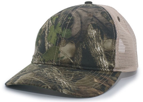 Pacific Headwear Vintage Camo Soft Trucker Snapback Cap 637C. Embroidery is available on this item.