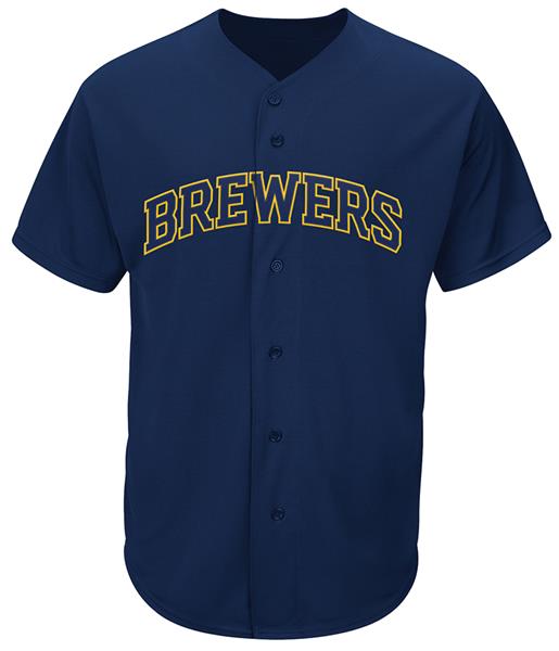 Nike Adult MLB Dri-Fit Full Button Jersey N140 / Ny40 Milwaukee Brewers Blue
