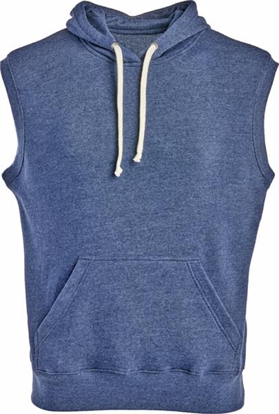J. America Triblend Sleeveless Hooded Sweatshirt - 8877, Cotton Blend Fleece, Pullover With Pocket