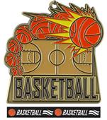 Epic 2.5" Burst Gold Basketball Award Medal & Ribbon