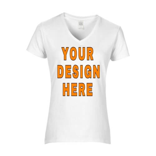 Custom Designed Ladies V-Neck T-Shirts. Free shipping.  Some exclusions apply.