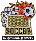 Epic 2.5" Sport Burst Gold Soccer Award Medal & Ribbon