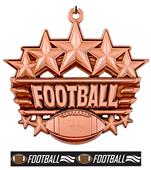 Epic 2 3/8" Arched Stars Football Award Medal & Ribbon