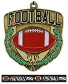 Epic 2.5" Shield Gold Football Award Medal & Ribbon