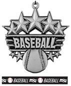 Epic 2 3/8" Arched Stars Baseball Award Medal & Ribbon