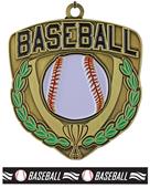 Epic 2.5" Shield Gold Baseball Award Medal & Ribbon
