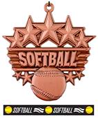 Epic 2 3/8" Arched Stars Softball Award Medal & Ribbon