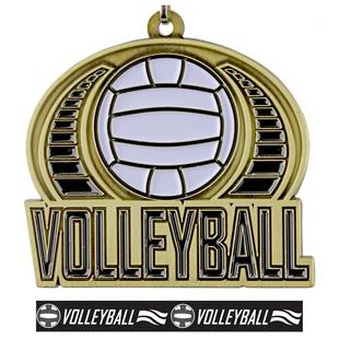 Epic 2.75 Showtime Black Volleyball Award Medal & Ribbon