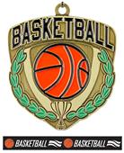 Epic 2.5" Shield Gold Basketball Award Medal & Ribbon