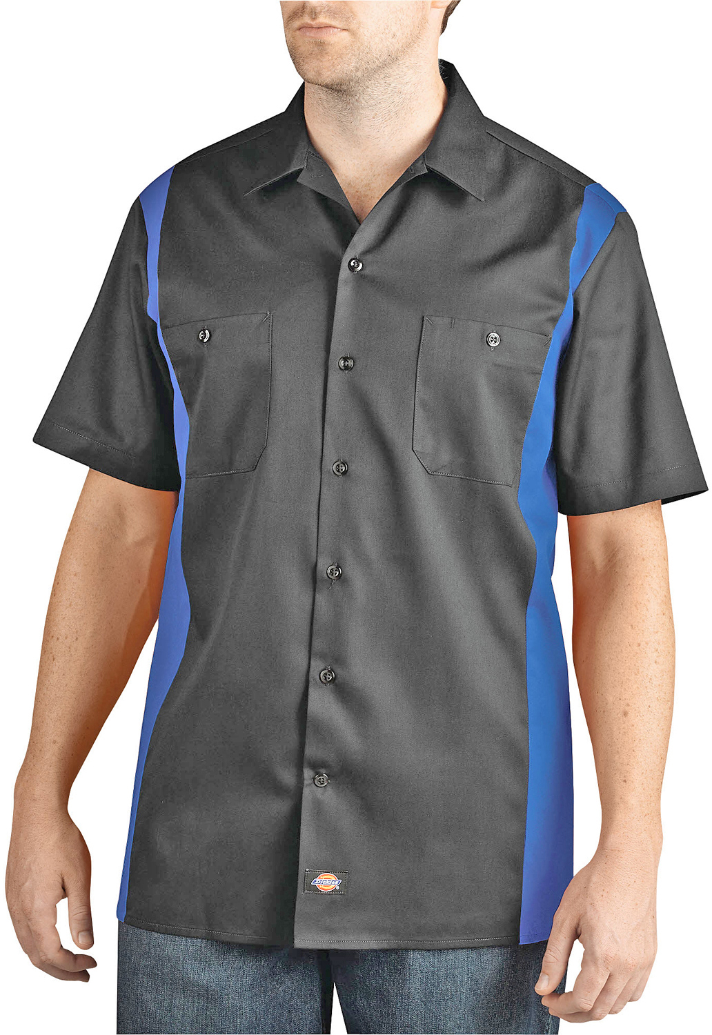 E143219 Dickies Men's Two-Tone Short-Sleeve Work Shirt