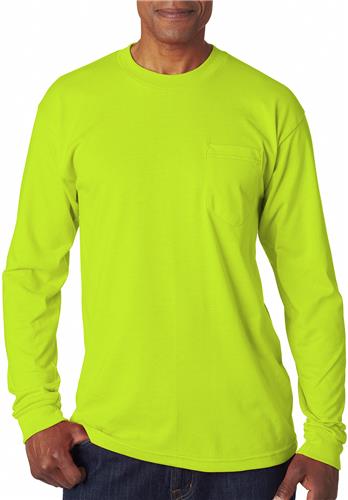 Bayside Adult Long-Sleeve T-Shirt W/Pocket. Decorated in seven days or less.