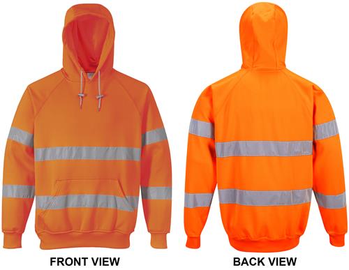 Portwest Adult Hi-Vis Hooded Sweatshirt B304. Decorated in seven days or less.