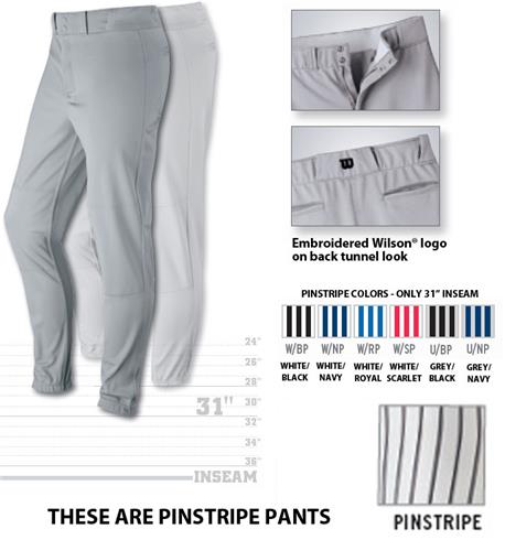 Pro T3 Premium Pinstripe Baseball Pants 31" Inseam. Braiding is available on this item.