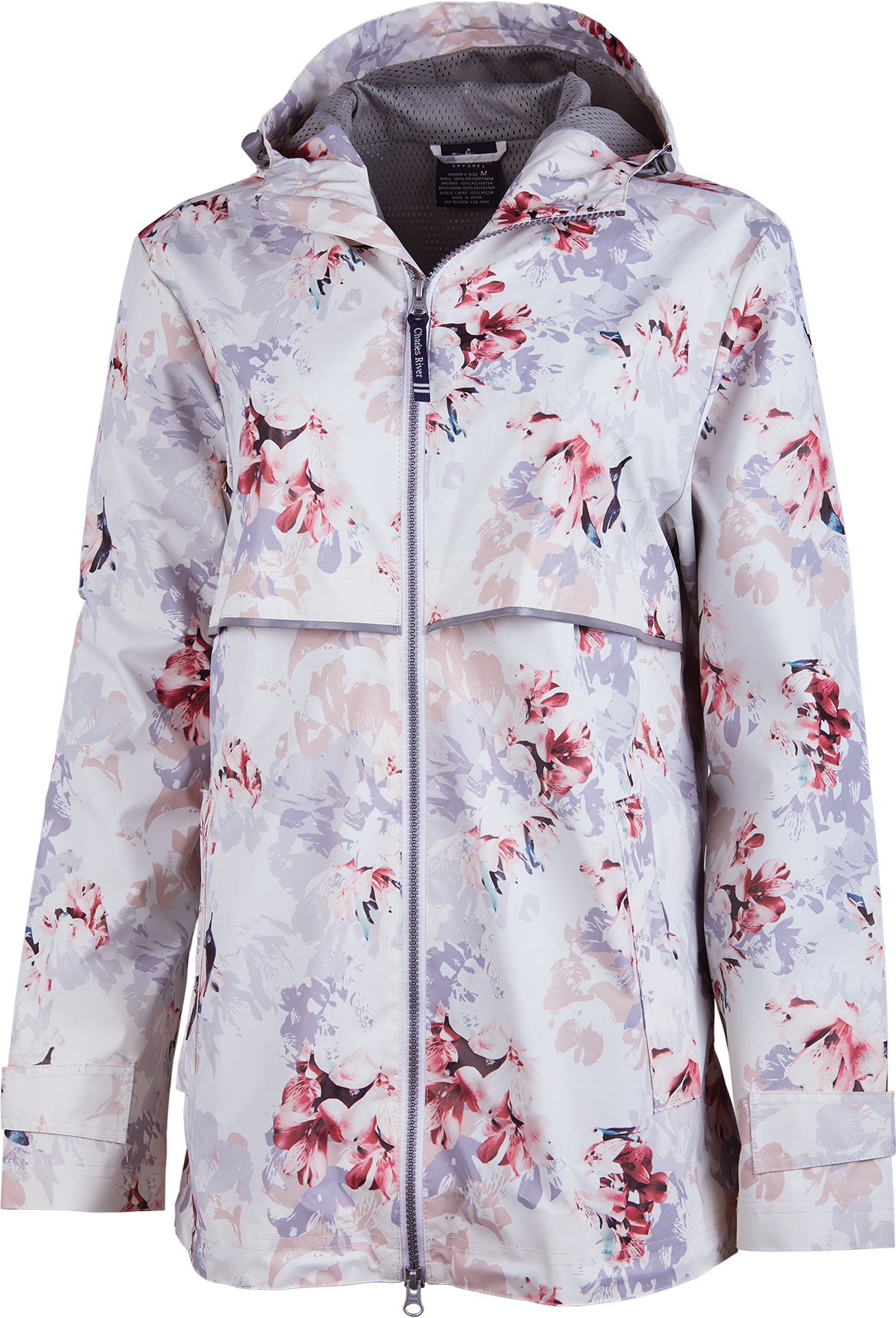 E143930 Charles River Womens Floral Print Rain Jacket