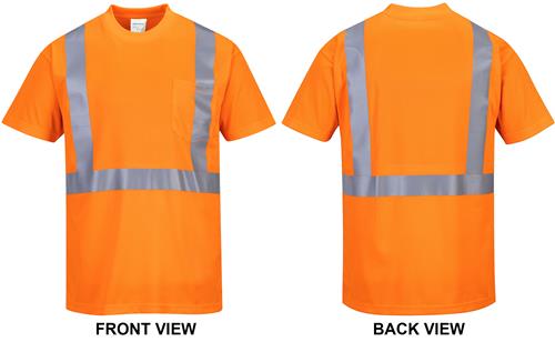 Portwest Mens Hi-Vis Pocket SS Tee S190. Printing is available for this item.