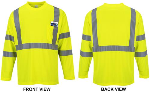 Portwest Mens Hi-Vis Pocket LS Tee S191. Printing is available for this item.