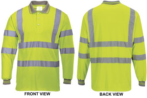 Portwest Mens Hi-Vis Long Sleeve Polo S277. Printing is available for this item.