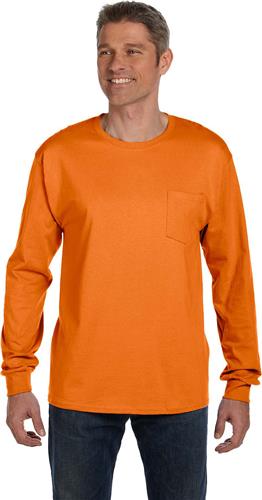 Hanes Mens 6.1 oz. Tagless Long-Sleeve Pocket Tee. Printing is available for this item.