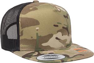 Yupoong Classic Adult 5-Panel Multicam Trucker Cap. Embroidery is available on this item.