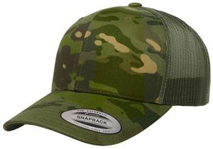 Yupoong Retro Trucker Multicam Snapback 6606MC. Embroidery is available on this item.