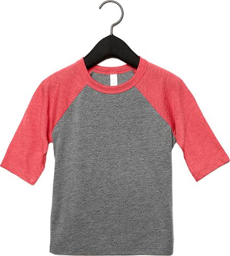 Bella+Canvas Toddler 3/4 Sleeve Baseball Tee 3200T. Decorated in seven days or less.