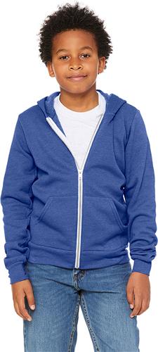 Bella+Canvas Youth Sponge Full-Zip Hoodie. Decorated in seven days or less.