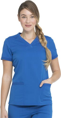 Dickies Balance V-Neck Scrub Top Rib Knit Panels. Embroidery is available on this item.