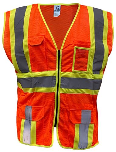 Deluxe Reflective Zip Front Safety Vest,11-Pockets