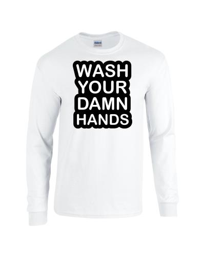 Epic Wash Damn Hands Long Sleeve Cotton Graphic T-Shirts