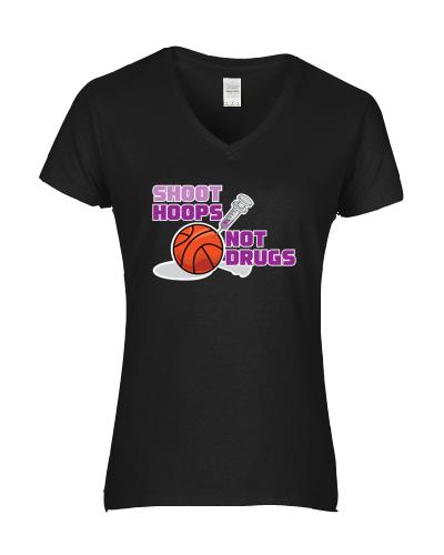 Epic Ladies Shoot Hoops V-Neck Graphic T-Shirts