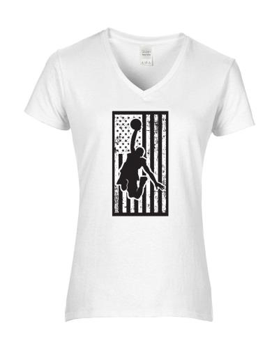 Epic Ladies Basketball Flag V-Neck Graphic T-Shirts. Free shipping.  Some exclusions apply.