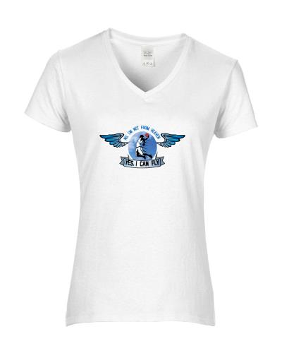 Epic Ladies Yes, I Can Fly V-Neck Graphic T-Shirts. Free shipping.  Some exclusions apply.