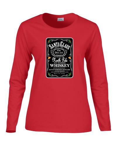 Epic Ladies Santa Whiskey Long Sleeve Graphic T-Shirts