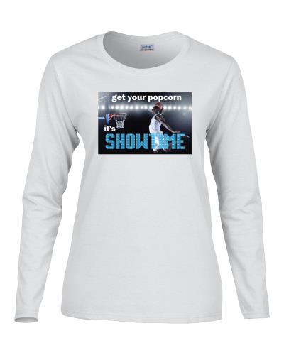 Epic Ladies Popcorn Showtime Long Sleeve Graphic T-Shirts. Free shipping.  Some exclusions apply.