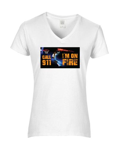 Epic Ladies 911 I'm on Fire V-Neck Graphic T-Shirts. Free shipping.  Some exclusions apply.