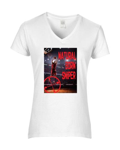 Epic Ladies Natural Sniper V-Neck Graphic T-Shirts. Free shipping.  Some exclusions apply.