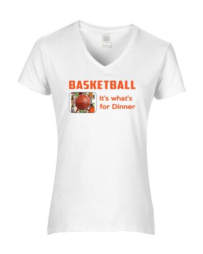 Epic Ladies BBall for Dinner V-Neck Graphic T-Shirts. Free shipping.  Some exclusions apply.