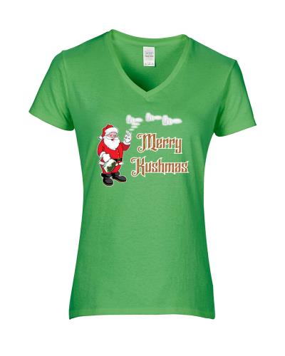 Epic Ladies Merry Kushmas V-Neck Graphic T-Shirts. Free shipping.  Some exclusions apply.