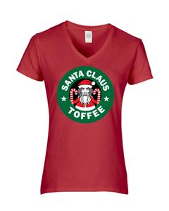 Epic Ladies Santa Toffee V-Neck Graphic T-Shirts. Free shipping.  Some exclusions apply.