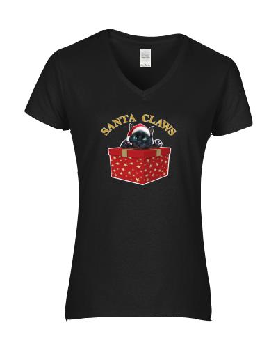 Epic Ladies Santa Claws V-Neck Graphic T-Shirts. Free shipping.  Some exclusions apply.