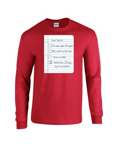 Epic Dear Santa Long Sleeve Cotton Graphic T-Shirts. Free shipping.  Some exclusions apply.