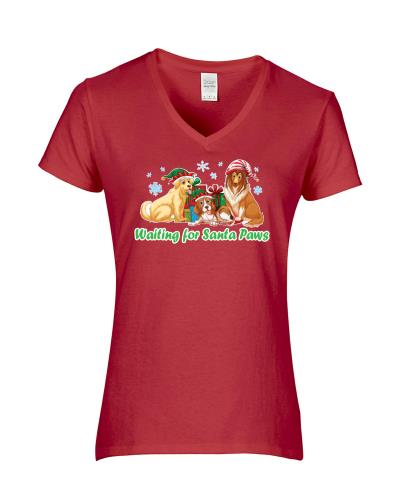 Epic Ladies Santa Paws V-Neck Graphic T-Shirts