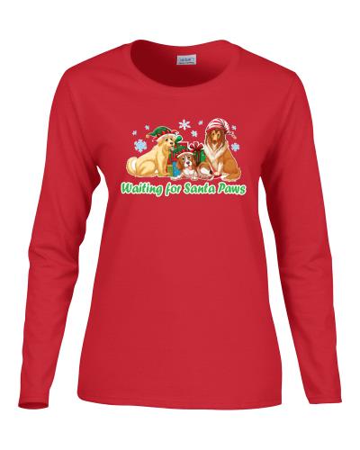 Epic Ladies Santa Paws Long Sleeve Graphic T-Shirts. Free shipping.  Some exclusions apply.