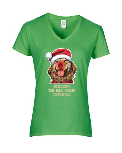 Epic Ladies Red Nosed Golden V-Neck Graphic T-Shirts