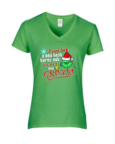 Epic Ladies 100% that Grinch V-Neck Graphic T-Shirts