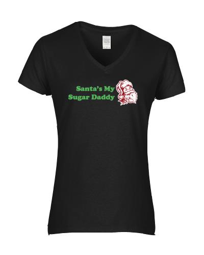 Epic Ladies Sugar Daddy Santa V-Neck Graphic T-Shirts. Free shipping.  Some exclusions apply.