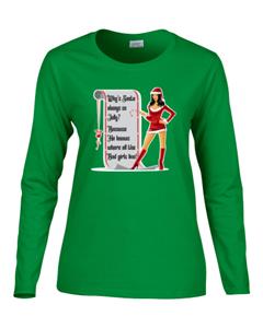 Epic Ladies Santa Bad Girls Long Sleeve Graphic T-Shirts. Free shipping.  Some exclusions apply.