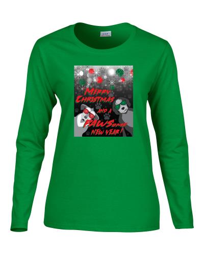 Epic Ladies PAWSome New Year Long Sleeve Graphic T-Shirts. Free shipping.  Some exclusions apply.
